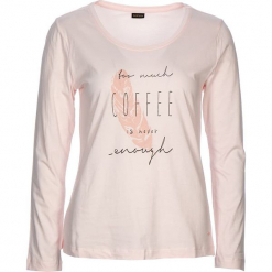 Koszulka piżamowa "Cozy World" w kolorze jasnoróżowym. Czerwone koszule nocne damskie marki LASCANA, z nadrukiem. W wyprzedaży za 58,95 zł.