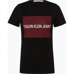 Calvin Klein Jeans - T-shirt damski, czarny. Czarne t-shirty damskie marki Calvin Klein Jeans, xs, z napisami, z jeansu, bez kołnierzyka. Za 179,95 zł.