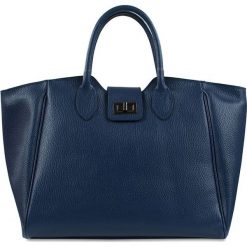 Torebki klasyczne damskie: Skórzana torebka „Niana” w kolorze granatowym – 43 x 26 x 16 cm