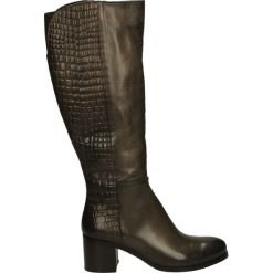 Kozaki - 314-8060SM FA. Brązowe buty zimowe damskie marki Kazar, ze skóry, przed kolano, na wysokim obcasie. Za 329,00 zł.
