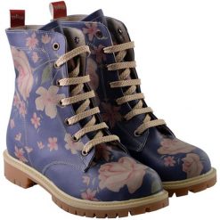 Buty zimowe męskie: Botki w kolorze granatowym ze wzorem