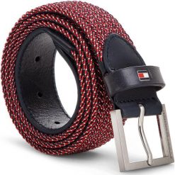 Pasek Męski TOMMY HILFIGER - Elastic Belt 3.5 AM0AM04268 902. Czerwone paski męskie marki TOMMY HILFIGER, w paski, z materiału. Za 229,00 zł.