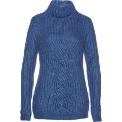 Sweter z warkoczem bonprix jasny indygo. Niebieskie golfy damskie bonprix. Za 99,99 zł.