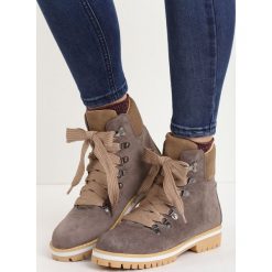 Khaki Traperki Rapid Growth. Brązowe buty zimowe damskie Born2be, na płaskiej podeszwie. Za 99,99 zł.