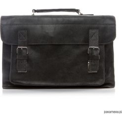 Torba skórzana męska na laptopa czarna Belveder. Czarne torby męskie skórzane Pakamera, bez wzorów, ze skóry, biznesowe. Za 349,00 zł.