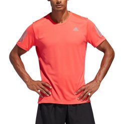 Koszulka adidas Own the Run Tee M Koralowo-Czerwona. Czerwone koszulki męskie Adidas, m, bez wzorów, bez kołnierzyka, z krótkim rękawem, krótkie, do biegania, climacool (adidas). Za 99,99 zł.