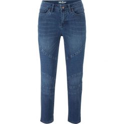 Dżinsy ze stretchem w stylu biker SLIM, 7/8 bonprix niebieski. Niebieskie jeansy damskie bonprix, bez wzorów, z jeansu. Za 44,99 zł.