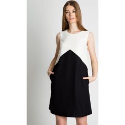 Sukienka bez rękawów z kieszeniami z boku BIALCON. Czarne sukienki damskie marki BIALCON, na co dzień, bez wzorów, z tkaniny, eleganckie, z klasycznym kołnierzykiem, bez rękawów, proste. W wyprzedaży za 195,00 zł.