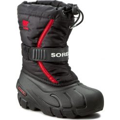 Śniegowce SOREL - Childrens Flurry NC1885 Black/Bright Red 015. Czarne śniegowce chłopięce Sorel, bez zapięcia. W wyprzedaży za 189,00 zł.