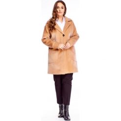 Elegancka kurtka beżowy. Brązowe kurtki damskie Tagless, plus size, bez wzorów, z elastanu, eleganckie, bez kaptura. Za 269,00 zł.