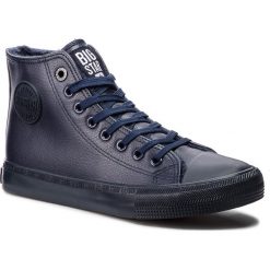 Trampki BIG STAR - BB274755 Navy. Niebieskie półbuty damskie marki BIG STAR, bez wzorów, z gumy, bez zapięcia. Za 99,00 zł.