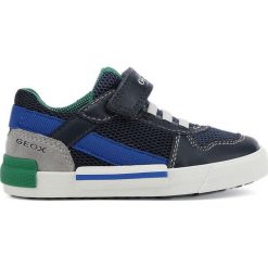Geox - Buty dziecięce. Niebieskie trampki chłopięce Geox, bez wzorów, ze skóry, sportowe, z okrągłym noskiem, bez zapięcia. Za 239,90 zł.