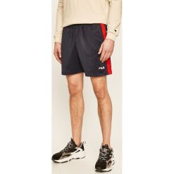 Fila - Szorty. Niebieskie spodenki sportowe męskie Fila, s, z nadrukiem, z bawełny, sportowe. W wyprzedaży za 129,90 zł.