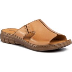 Klapki GO SOFT - WI20-2041-03 Camel. Pomarańczowe klapki damskie GO SOFT, bez wzorów, ze skóry, bez obcasa. Za 99,99 zł.