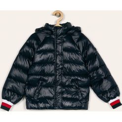 Tommy Hilfiger - Kurtka dziecięca 104-176 cm. Niebieskie kurtki dziewczęce TOMMY HILFIGER, bez wzorów, z elastanu, krótkie, z kapturem. Za 729,90 zł.