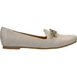 Mokasyny LADY. Szare mokasyny damskie marki Gino Rossi, ze skóry, eleganckie, na obcasie. Za 209,90 zł.