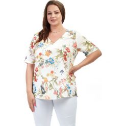 Bluzka Jaga z krótkim rękawem w motylki XXL OVERSIZE LATO. Bluzki damskie Moda Size Plus Iwanek, na lato, s, bez wzorów, z elastanu, z dekoltem na plecach, z krótkim rękawem. Za 89,90 zł.