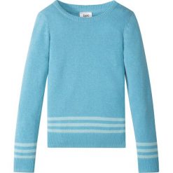 Swetry dziewczęce: Sweter dzianinowy bonprix turkusowy