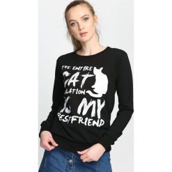Bluzy damskie: Czarna Bluza Entire Cat