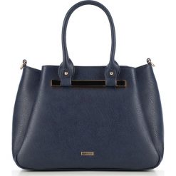 Torebka damska. Niebieskie kuferki damskie Wittchen, w paski, ze skóry ekologicznej, eleganckie, bez dodatków. W wyprzedaży za 179,90 zł.