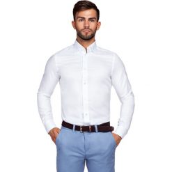 Koszula Biała Fiore. Białe koszule męskie LANCERTO, na lato, s, z haftami, z bawełny, eleganckie. Za 299,90 zł.