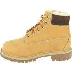 Timberland Botki sznurowane beige. Brązowe buty zimowe damskie marki Timberland, z materiału, na sznurówki. W wyprzedaży za 501,75 zł.