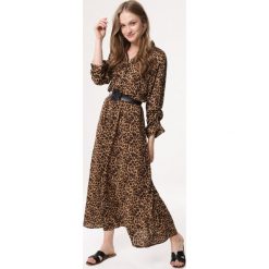 Camelowa Sukienka Innoxious. Sukienki damskie Born2be, s, bez wzorów, z wykładanym kołnierzem, bez rękawów, długie, maxi, koszulowe. Za 99,99 zł.