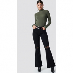 Dr Denim Rozszerzane jeansy Macy - Black. Czarne spodnie z wysokim stanem marki Dr.Denim, z denimu. Za 202,95 zł.