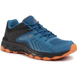 Trekkingi ELBRUS - Temore Black/Maroccan Blue/Orange. Niebieskie trapery męskie ELBRUS, ze skóry ekologicznej, bez zapięcia, trekkingowe. Za 299,00 zł.