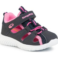 Sandały KANGAROOS - Ki-Rock Lite Ev 02058 000 4204 Navy/Daisy Pink. Czarne sandały dziewczęce KangaROOS, ze skóry ekologicznej, bez zapięcia. Za 129,00 zł.