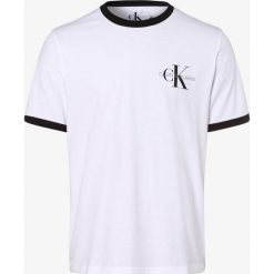 Calvin Klein Jeans - T-shirt męski, biały. Białe t-shirty męskie Calvin Klein Jeans, m, bez wzorów, z jeansu, sportowe, z kontrastowym kołnierzykiem. Za 129,95 zł.