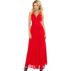 Marion MAXI szyfonowa sukienka z rozcięciem - CZERWONA. Czerwone długie sukienki marki numoco, na ślub cywilny, s, z elastanu, eleganckie, z klasycznym kołnierzykiem. Za 319,98 zł.