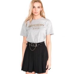 SuperDry Koszulka Szary. Szare koszulki damskie Superdry, xs, z haftami, z bawełny, bez kołnierzyka, z krótkim rękawem. Za 154,95 zł.