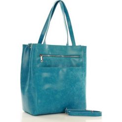 Torebki klasyczne damskie: CLAUDIA – Torebka skórzana italian bag MAZZINI niebieski przecierany