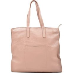 Shopper bag damskie: Skórzany shopper bag w kolorze jasnoróżowym – 41 x 41 x 1 cm