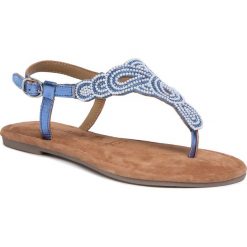 Sandały TAMARIS - 1-28153-24 Bleu Glam Comb 831. Niebieskie klapki damskie Tamaris, z aplikacjami, ze skóry, bez obcasa, na obcasie. Za 199,00 zł.