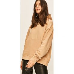 Answear - Bluza. Brązowe bluzy damskie ANSWEAR, s, bez wzorów, z bawełny, bez rękawów, z kapturem. Za 99,90 zł.
