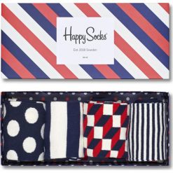 Happy Socks - Skarpety Giftbox (4-pack). Szare skarpetki męskie marki Happy Socks, z elastanu. Za 119,90 zł.