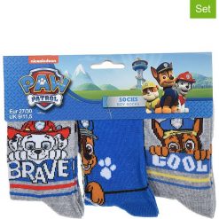 Skarpetki (3 par) "Paw Patrol" w kolorze srebrnym. Szare skarpetki chłopięce Paw Patrol, Disney, Star Wars & Co., bez wzorów, prążkowane. W wyprzedaży za 15,95 zł.