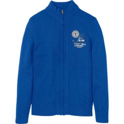 Sweter rozpinany bonprix lazurowy. Niebieskie swetry męskie bonprix, s, z aplikacjami. Za 44,99 zł.