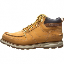 Skórzane botki w kolorze jasnobrązowym. Brązowe botki męskie marki Dockers by Gerli, na sznurówki. W wyprzedaży za 181,95 zł.