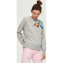 Bluzy rozpinane damskie: Bluza z cekinową aplikacją – Jasny szar