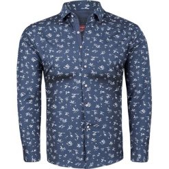 Koszula męska slim granatowa Recea. Koszule męskie Recea, m, bez wzorów, z bawełny, eleganckie. Za 89,15 zł.