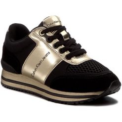 Sneakersy CALVIN KLEIN JEANS - Tanya R0651 Black/Gold. Żółte półbuty damskie Calvin Klein Jeans, z jeansu. W wyprzedaży za 359,00 zł.