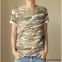 Tshirt wytarte moro Oversize S-XXL. Brązowe t-shirty damskie Pakamera, s, moro. Za 65,00 zł.