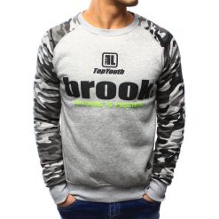 Bluzy męskie: Bluza męska bez kaptura z nadrukiem szara (bx3133)