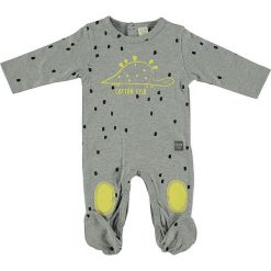Śpioszki "Dino" w kolorze szarym. Szare śpiochy niemowlęce Cotton Fish, z nadrukiem, z bawełny. W wyprzedaży za 49,95 zł.