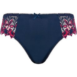 Stringi w kolorze granatowym. Niebieskie stringi damskie marki Guy de France, s, w koronkowe wzory, z koronki. W wyprzedaży za 40,95 zł.