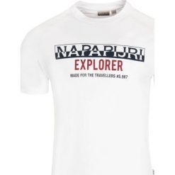T-shirt Napapijri. Niebieskie koszulki męskie xxl, bez wzorów, z jeansu, z włoskim kołnierzykiem. Za 99,00 zł.