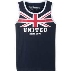 Koszulka bez rękawów bonprix niebieski z nadrukiem - Anglia. Niebieskie t-shirty chłopięce bonprix, z nadrukiem, bez rękawów. Za 24,99 zł.